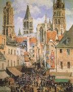 Camille Pissarro The Old Market-Place in Rouen and the Rue de I-Epicerie oil painting